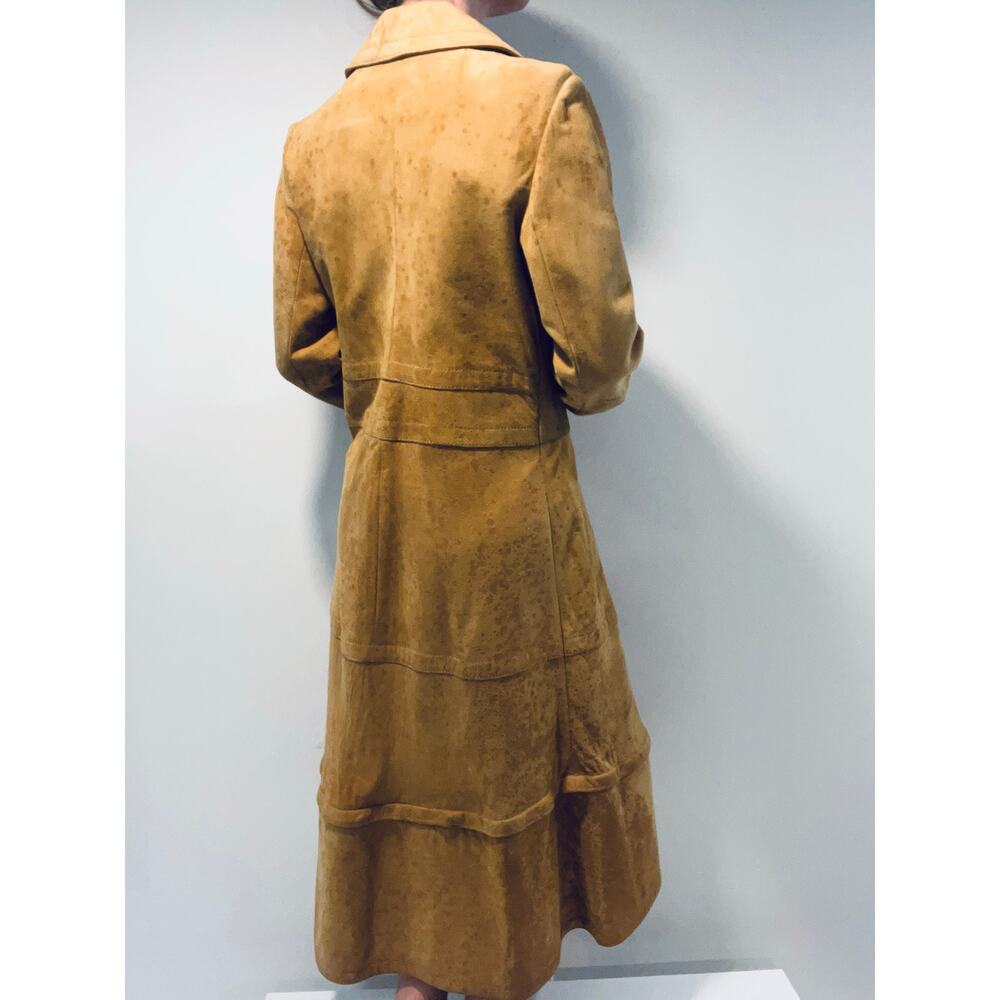 1970s RARE Vintage Leather Patchwork Trench Coat Removable Bottom Small JL - Picture 3 of 16